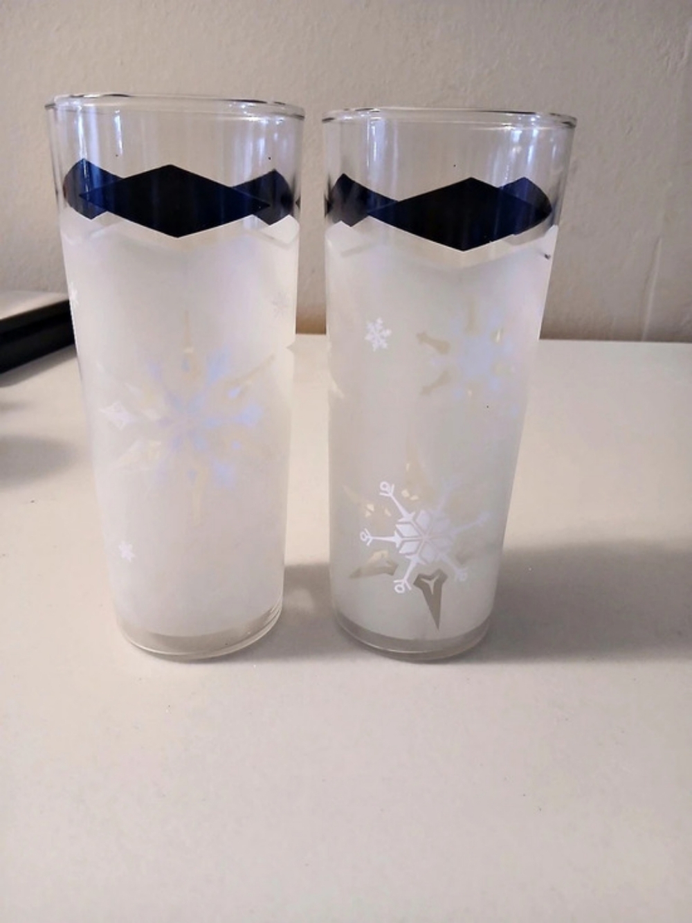 Anchor Hocking Atomic Snowflake and Black Diamond Highball Glass Glasses